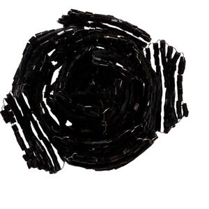 Sparkly Black Beaded Flower Brooch Pin Unique Handmade Accessory